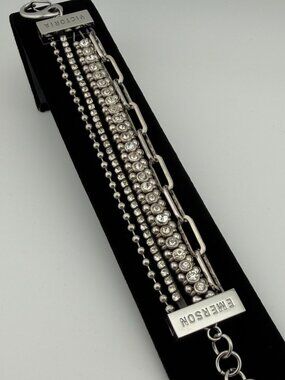 Victoria Emerson Silver & Crystal Multi Strand Bracelet with Lobster Claw